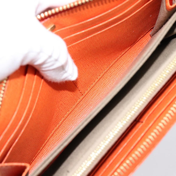FENDI Long Wallet Leather Orange Silver Auth BA15216V