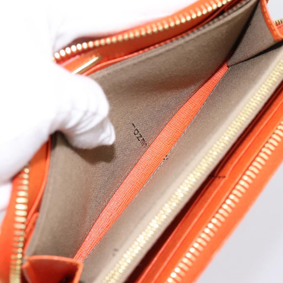FENDI Long Wallet Leather Orange Silver Auth BA15216V