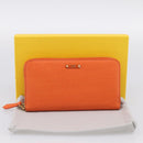 FENDI Long Wallet Leather Orange Silver Auth BA15216V-12