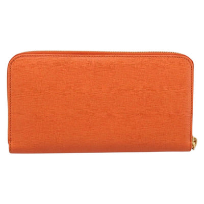 FENDI Long Wallet Leather Orange Silver Auth BA15216V - 0