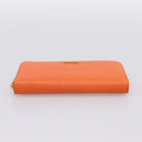 FENDI Long Wallet Leather Orange Silver Auth BA15216V-6