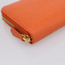 FENDI Long Wallet Leather Orange Silver Auth BA15216V-14