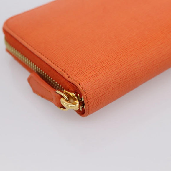 FENDI Long Wallet Leather Orange Silver Auth BA15216V