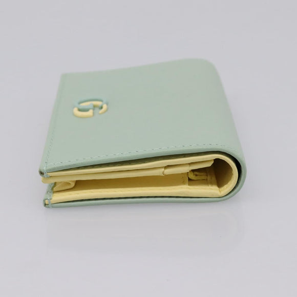 GUCCI GG Marmont Bifold Wallet Leather Green 790055 Auth BA15223M