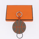 HERMES Basketball Key Ring Leather Orange Silver Auth BA15224V-15
