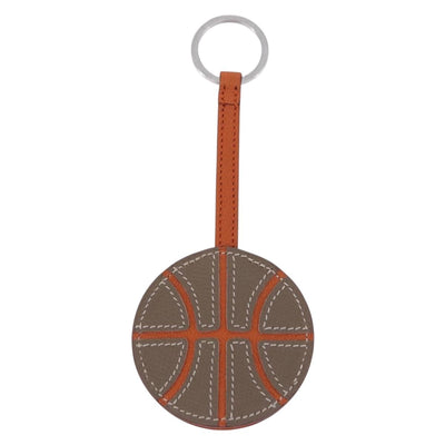 HERMES Basketball Key Ring Leather Orange Silver Auth BA15224V - 0