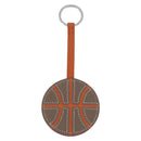 HERMES Basketball Key Ring Leather Orange Silver Auth BA15224V-3