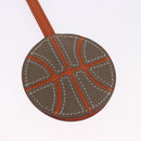 HERMES Basketball Key Ring Leather Orange Silver Auth BA15224V-4