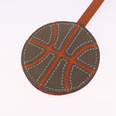 HERMES Basketball Key Ring Leather Orange Silver Auth BA15224V-7