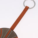 HERMES Basketball Key Ring Leather Orange Silver Auth BA15224V-8