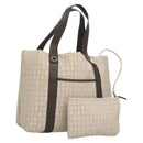 BVLGARI Logo Mania Tote Bag Canvas Beige Auth BA1523-1