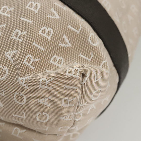 BVLGARI Logo Mania Tote Bag Canvas Beige Auth BA1523