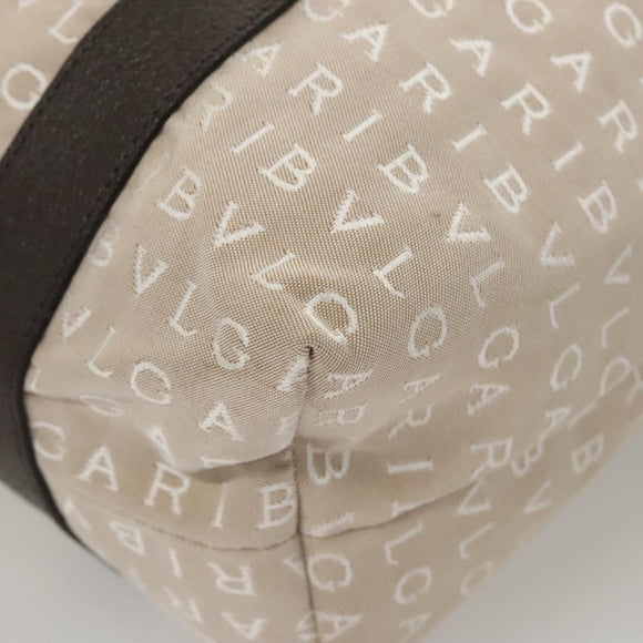 BVLGARI Logo Mania Tote Bag Canvas Beige Auth BA1523