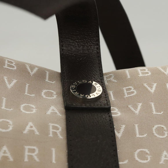 BVLGARI Logo Mania Tote Bag Canvas Beige Auth BA1523