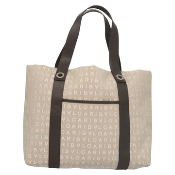 BVLGARI Logo Mania Tote Bag Canvas Beige Auth BA1523 - 0