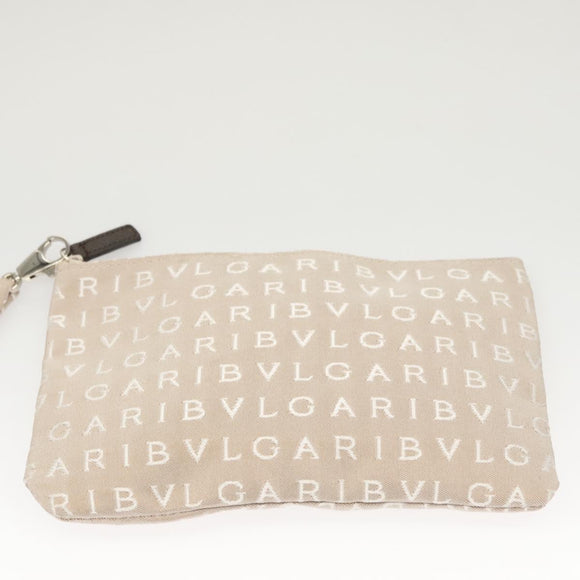 BVLGARI Logo Mania Tote Bag Canvas Beige Auth BA1523