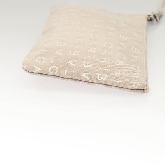 BVLGARI Logo Mania Tote Bag Canvas Beige Auth BA1523