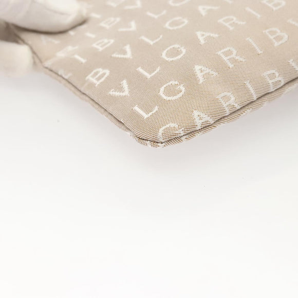 BVLGARI Logo Mania Tote Bag Canvas Beige Auth BA1523