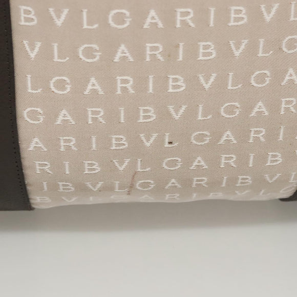 BVLGARI Logo Mania Tote Bag Canvas Beige Auth BA1523