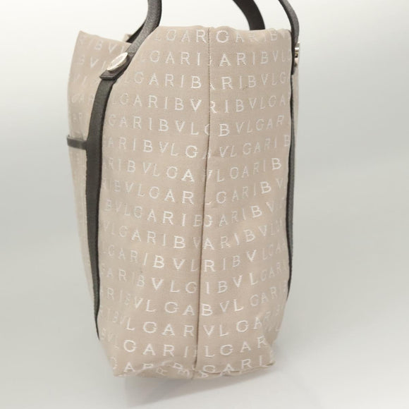 BVLGARI Logo Mania Tote Bag Canvas Beige Auth BA1523
