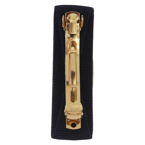 Salvatore Ferragamo Valletta Hair Clip Canvas Navy Gold Auth BA15230