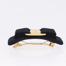 Salvatore Ferragamo Valletta Hair Clip Canvas Navy Gold Auth BA15230-4