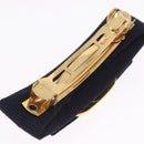 Salvatore Ferragamo Valletta Hair Clip Canvas Navy Gold Auth BA15230-6