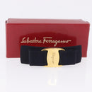 Salvatore Ferragamo Valletta Hair Clip Canvas Navy Gold Auth BA15230-9