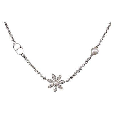 Christian Dior Necklace metal Silver Auth BA15231M