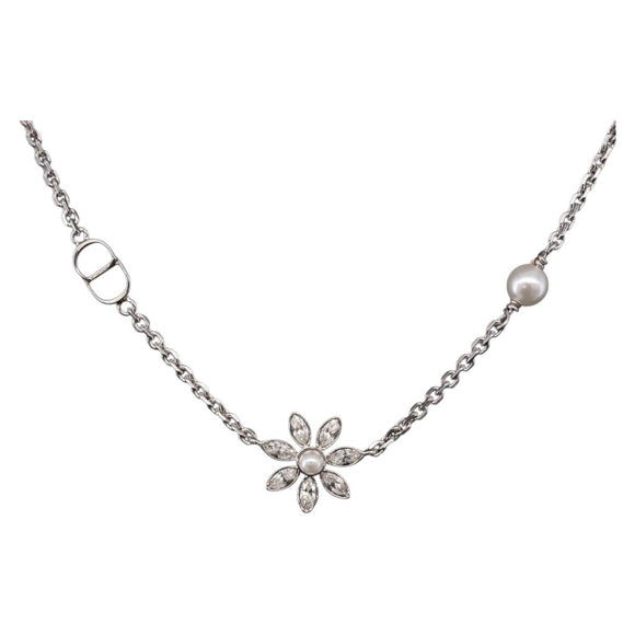 Christian Dior Necklace metal Silver Auth BA15231M