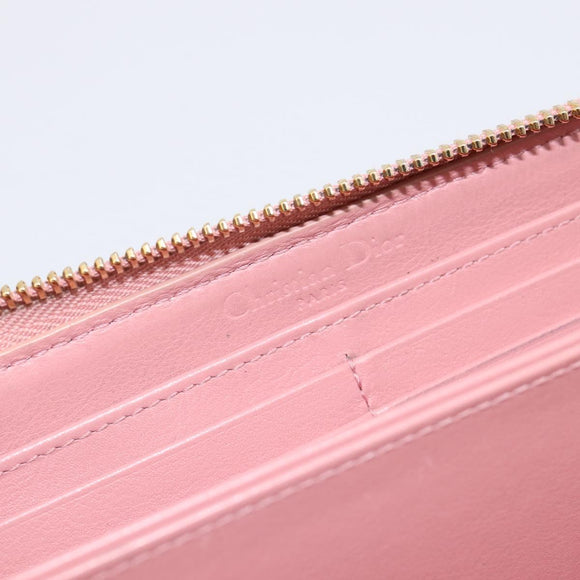 Christian Dior Lady Dior Long Wallet Patent leather Pink Auth BA15236V