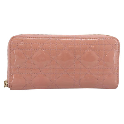 Christian Dior Lady Dior Long Wallet Patent leather Pink Auth BA15236V - 0