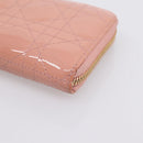 Christian Dior Lady Dior Long Wallet Patent leather Pink Auth BA15236V-8