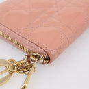 Christian Dior Lady Dior Long Wallet Patent leather Pink Auth BA15236V-9