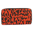 LOUIS VUITTON Monogram Graffiti Zippy Long Wallet Orange M93711 LV Auth BA15238-2