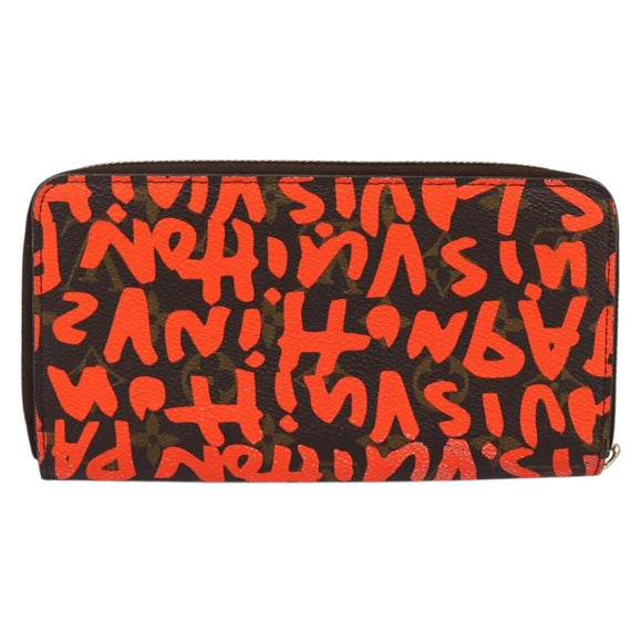 LOUIS VUITTON Monogram Graffiti Zippy Long Wallet Orange M93711 LV Auth BA15238