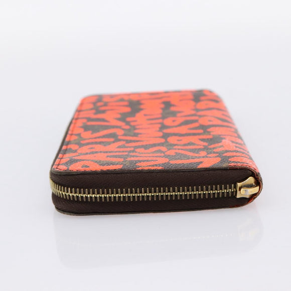 LOUIS VUITTON Monogram Graffiti Zippy Long Wallet Orange M93711 LV Auth BA15238