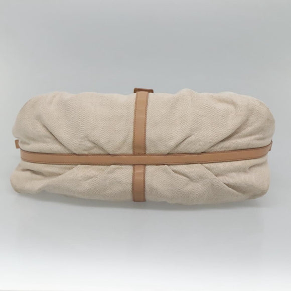 BVLGARI Chandra Hand Bag Canvas Beige Auth BA1524