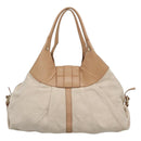 BVLGARI Chandra Hand Bag Canvas Beige Auth BA1524-2