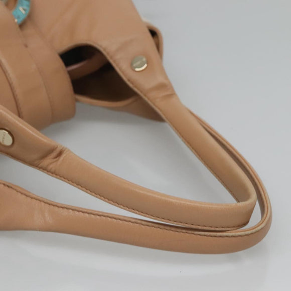 BVLGARI Chandra Hand Bag Canvas Beige Auth BA1524