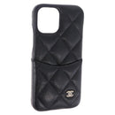 CHANEL iPhone11 iPhone Case Caviar Skin Black CC Auth BA15247V-1