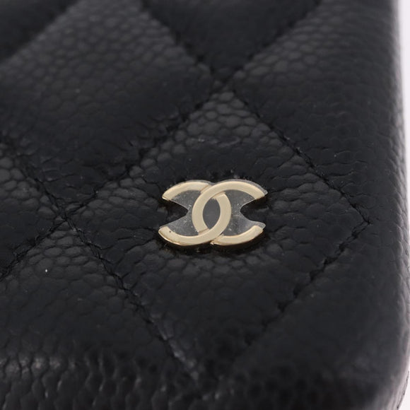 CHANEL iPhone11 iPhone Case Caviar Skin Black CC Auth BA15247V
