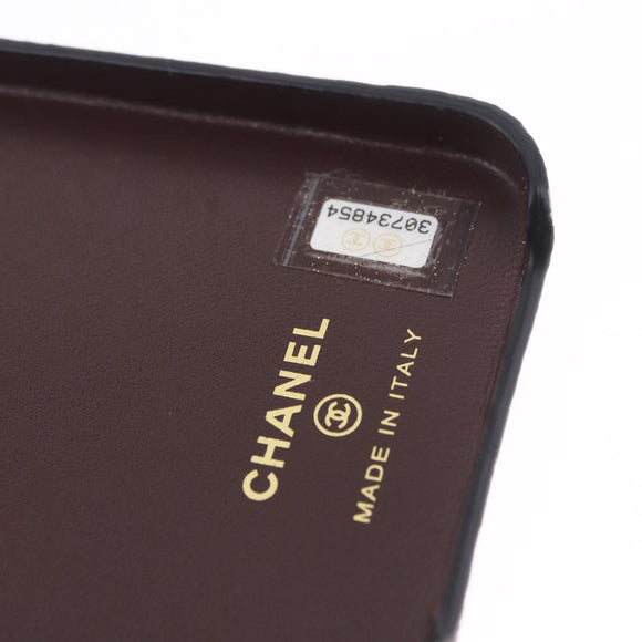 CHANEL iPhone11 iPhone Case Caviar Skin Black CC Auth BA15247V