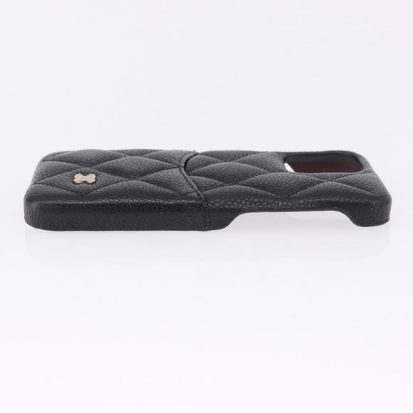 CHANEL iPhone11 iPhone Case Caviar Skin Black CC Auth BA15247V