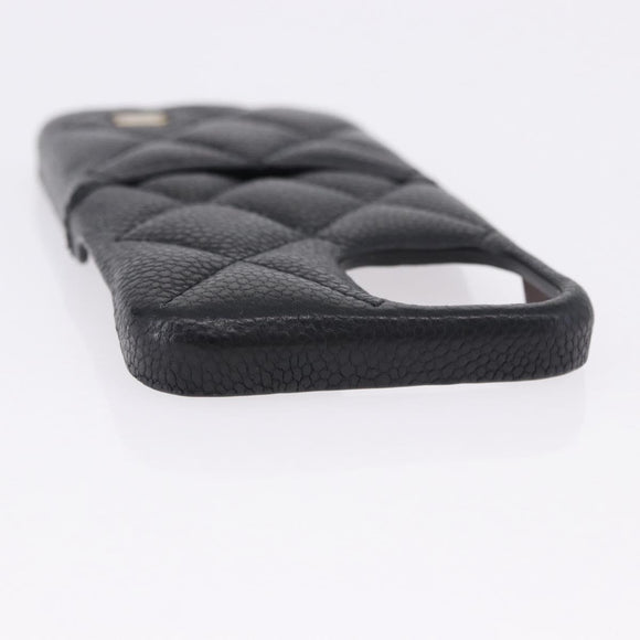 CHANEL iPhone11 iPhone Case Caviar Skin Black CC Auth BA15247V