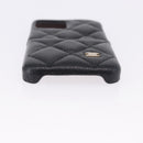 CHANEL iPhone11 iPhone Case Caviar Skin Black CC Auth BA15247V-7