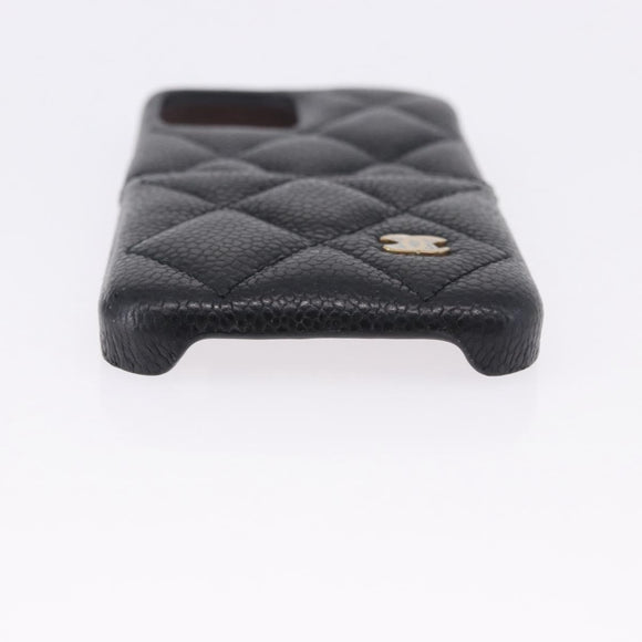 CHANEL iPhone11 iPhone Case Caviar Skin Black CC Auth BA15247V