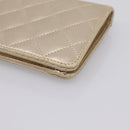 CHANEL Matelasse Long Wallet Lamb Skin Gold CC Auth BA15252-7
