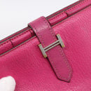 HERMES Bearn Soufflet Wallet Leather Pink Auth BA15253-17