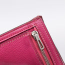HERMES Bearn Soufflet Wallet Leather Pink Auth BA15253-18